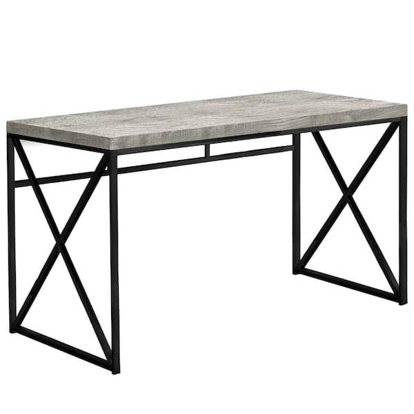 HomeRoots 48 in. Rectangular Gray/Black Writing Desk with Open Storage