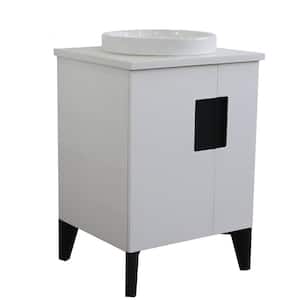 25 in. W x 22 in. D Single Bath Vanity in White with Quartz Vanity Top in White with White Round Basin