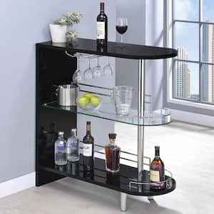 2-Holder Glossy Black and Clear Bar Table