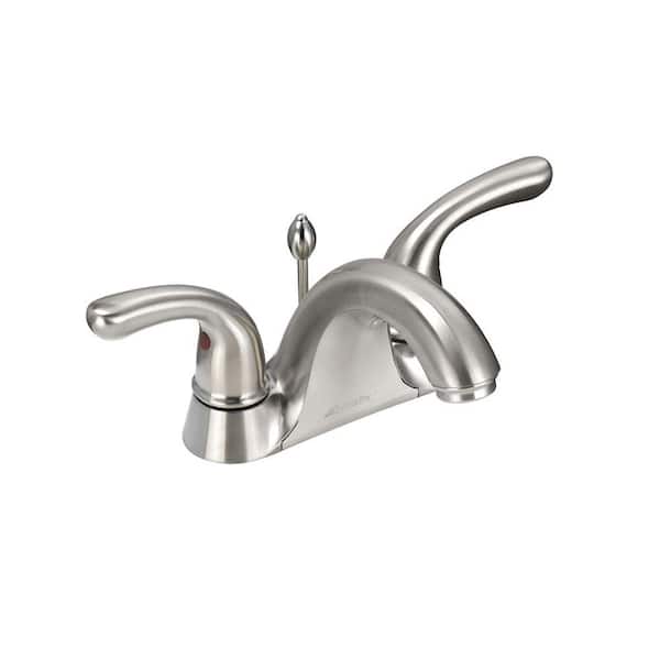 Builders 4 in. Centerset 2-Handle Low-Arc Bathroom Faucet in Brushed Nickel Builders 4 in. Centerset 2-Handle Low-Arc Bathroom Faucet in Brushed Nickel