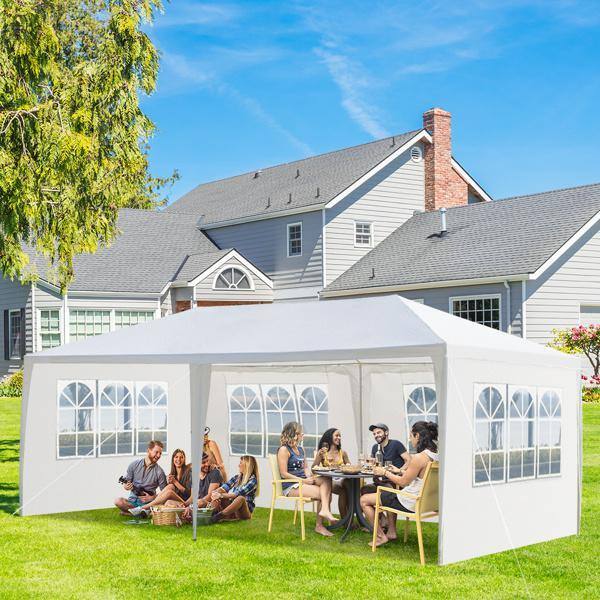 White 10' x 20' Heavy Duty Outdoor Canopy Tent with Removable Walls