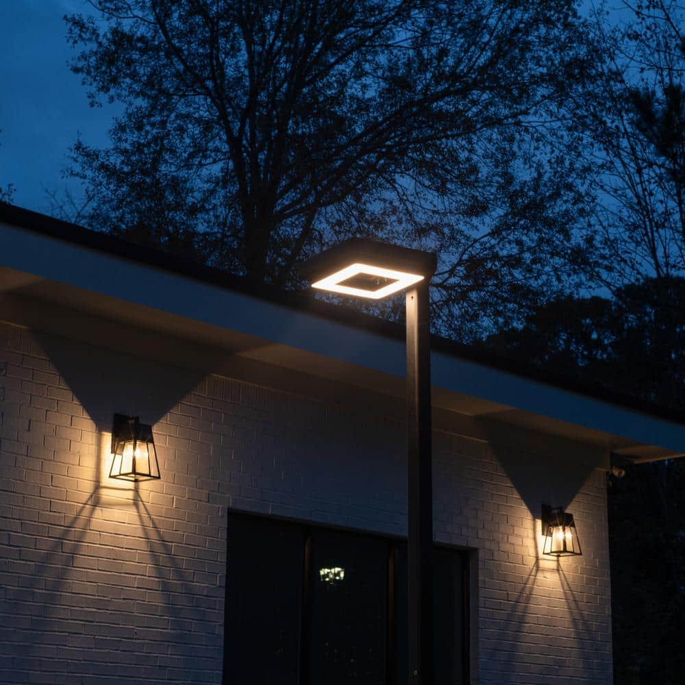 Contemporary Black Aluminum 99" LED Solar Lamp Post