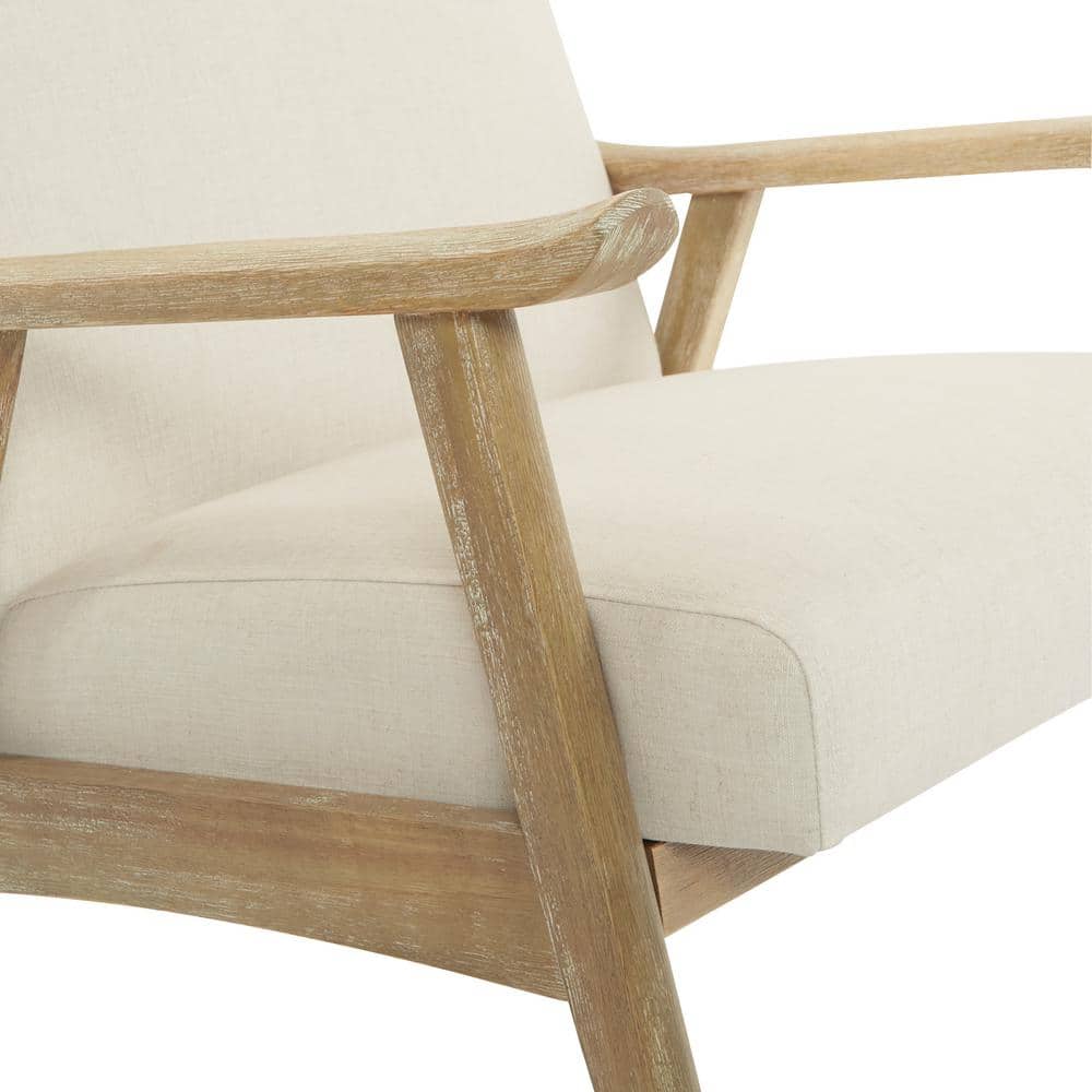 27" Classic Mid-Century Modern Linen White Wood Chair