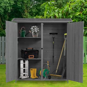 4.7 ft. W x 1.6 ft. D Outdoor Wooden Tool Storage Shed with Lockable Door, Shelves and Pitch Roof, Gray (6.8 sq. ft.)