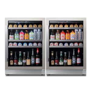 48 in. Dual Zone 440-Cans Beverage Cooler Side-by-Side Refrigerator Built-In or Freestanding Fridge in Stainless Steel