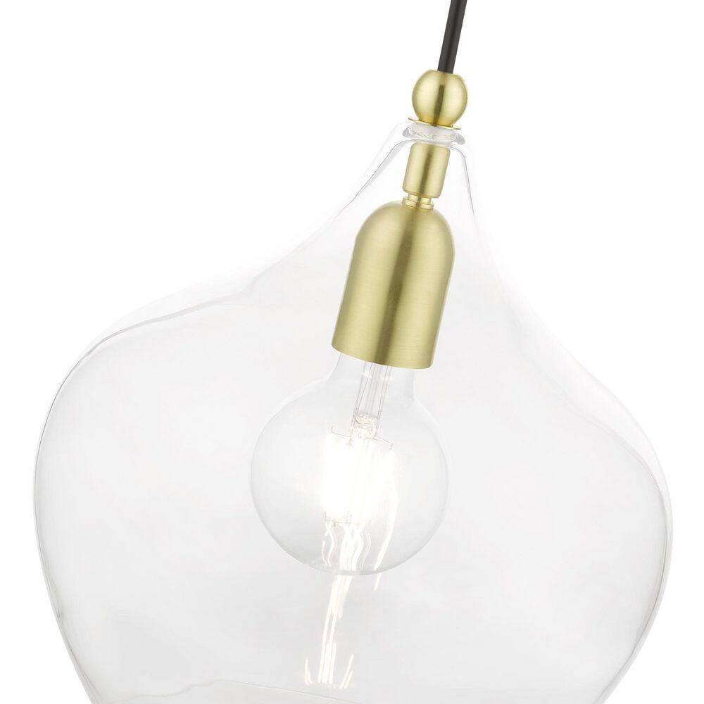 Aldrich 10" Clear Glass Brass Pendant Light
