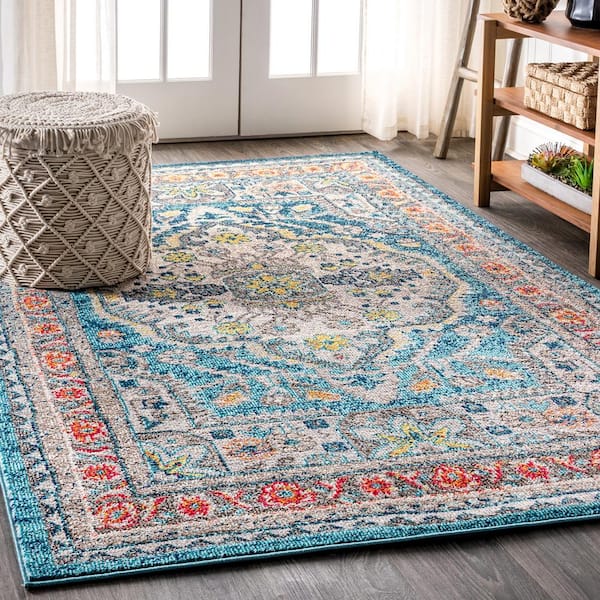 JONATHAN Y Bohemian Flair Boho Vintage Medallion Blue/Yellow 4 ft. x 6 ft. Area Rug