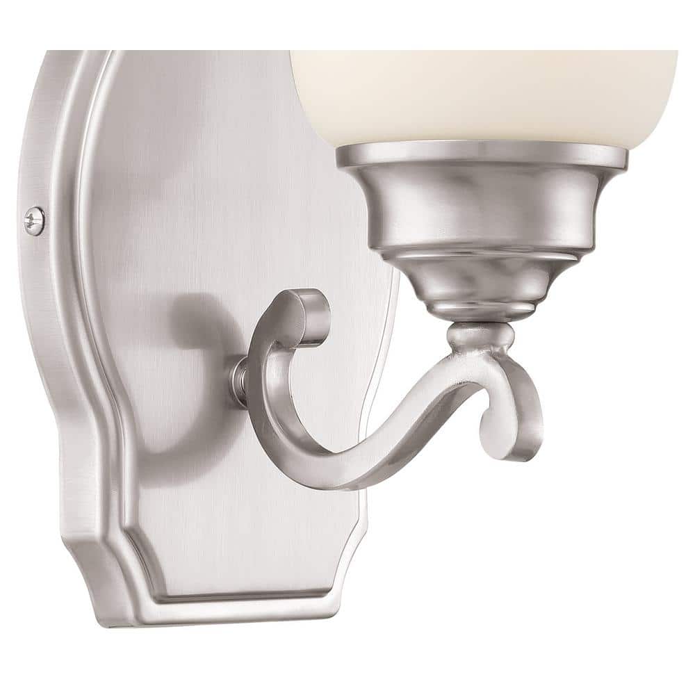 Brushed Nickel Etched Opal Glass Wall Sconce
