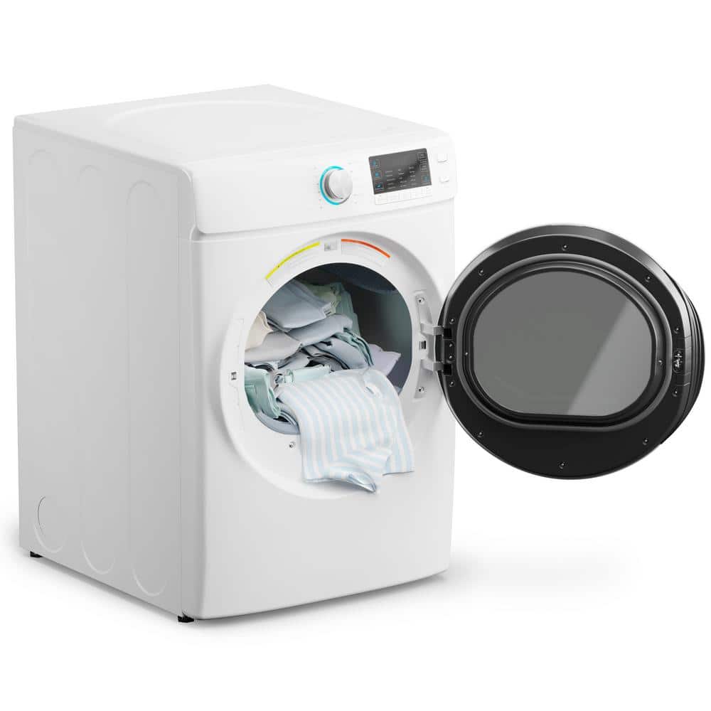 8 Cubic Feet White Electric Stackable Dryer with Steam and Sensor Dry