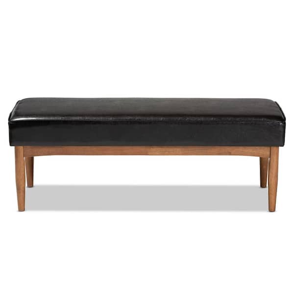 Baxton Studio Arvid Dark Brown and Walnut Brown Faux Leather Dining Bench