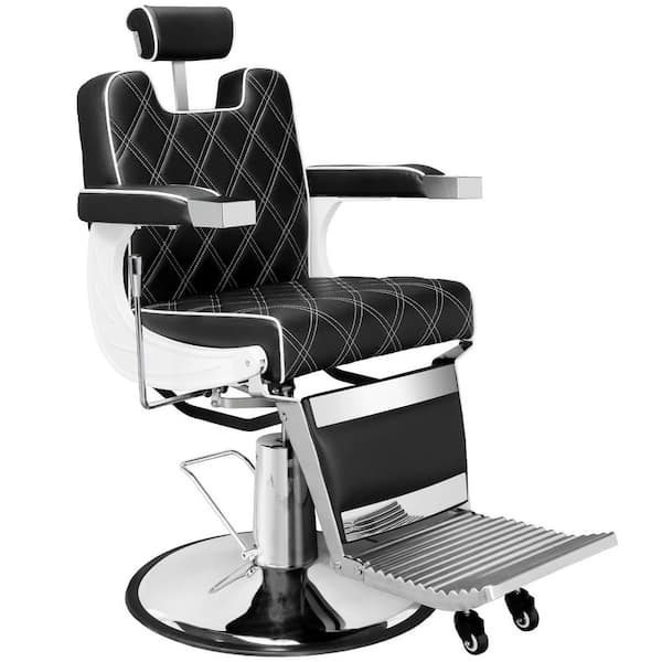 Heavy Duty Vintage Faux Leather Barber Chair All Purpose Hydraulic Recline Salon Beauty Spa Styling Equipment Black
