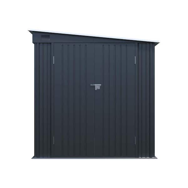6 ft. W x 8 ft. D Carbon Black Metal Shed with Lockable Double Door (48 sq. ft. )