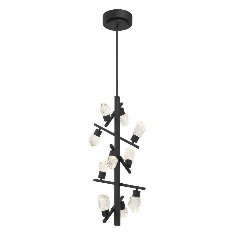 Kosmyc 4-Watt 10-Light Black Integrated LED Pendant Light with Clear Rock-Crystal Glass Shades price history on PriceWatchPro