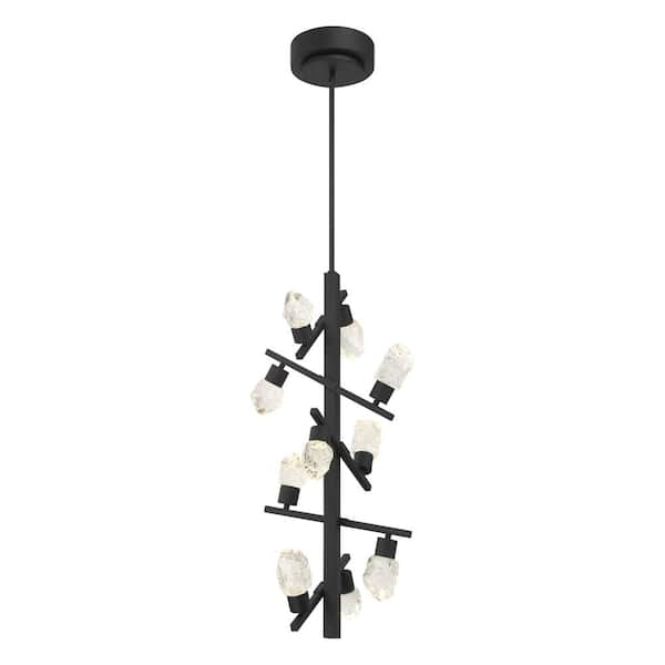 George Kovacs Kosmyc 4-Watt 10-Light Black Integrated LED Pendant Light with Clear Rock-Crystal Glass Shades