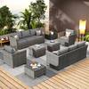 XIZZI Cascade Gray 12-Piece Wicker Outdoor Sectional Set with Dark Gray Cushions NBRS200DG-12