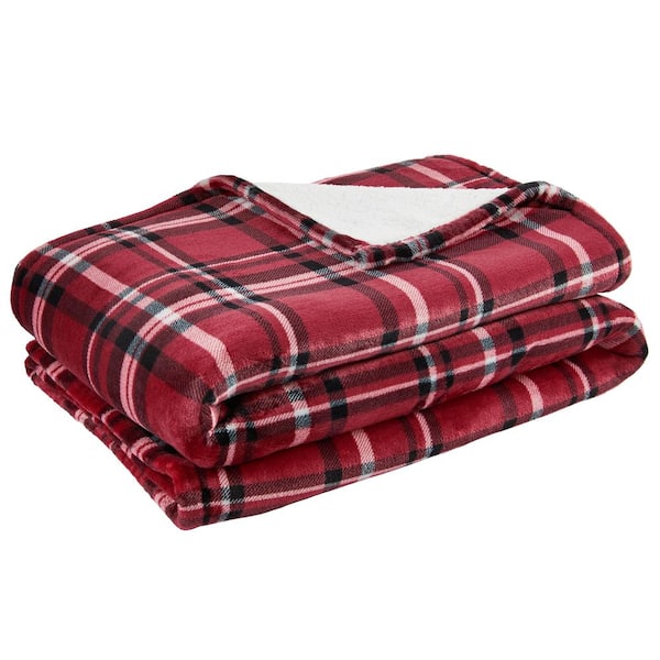 Home Decorators Collection Black Friday Red Plaid Polyester Sherpa Throw Blanket Of 50 In 70 In St50x70rp The Home Depot