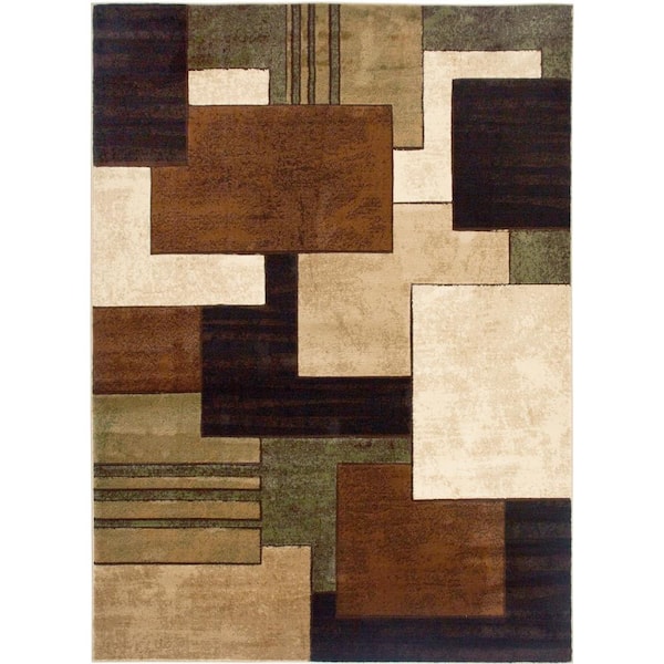 Home Dynamix Tribeca Brown/Green 5 ft. x 7 ft. Geometric Area Rug