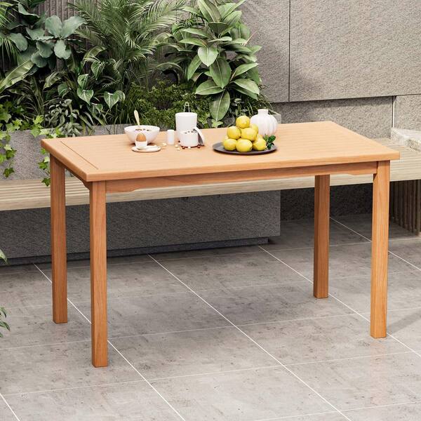 Costway Patio Rectangle Indonesia Teak Wood Outdoor Dining