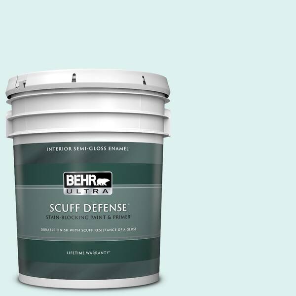 BEHR ULTRA 5 gal. #500C-2 Aqua Pura Extra Durable Semi-Gloss Enamel Interior Paint & Primer