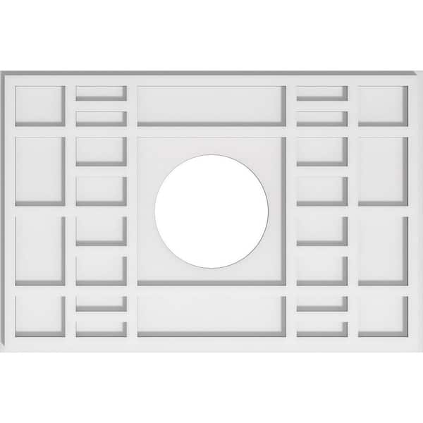 Ekena Millwork 26 in. W x 17-3/8 in. H x 7 in. ID x 1 in. P Beaux Architectural Grade PVC Contemporary Ceiling Medallion