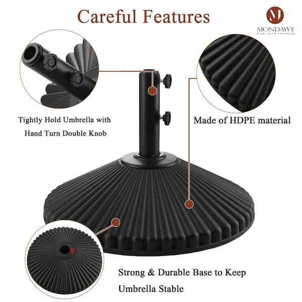 100 lbs. Heavy-Duty Plastic Market Patio Umbrella Base Round Outdoor Stand Base in Black