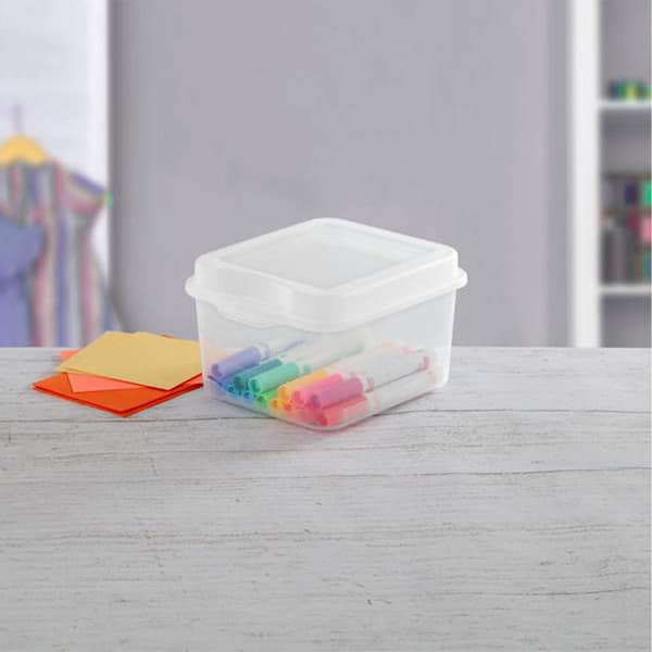 Sterilite FlipTop, Stackable Small Storage Bin with Hinging Lid, Plastic  Container to Organize Desk at Home, Classroom, Office, Clear, 12-Pack