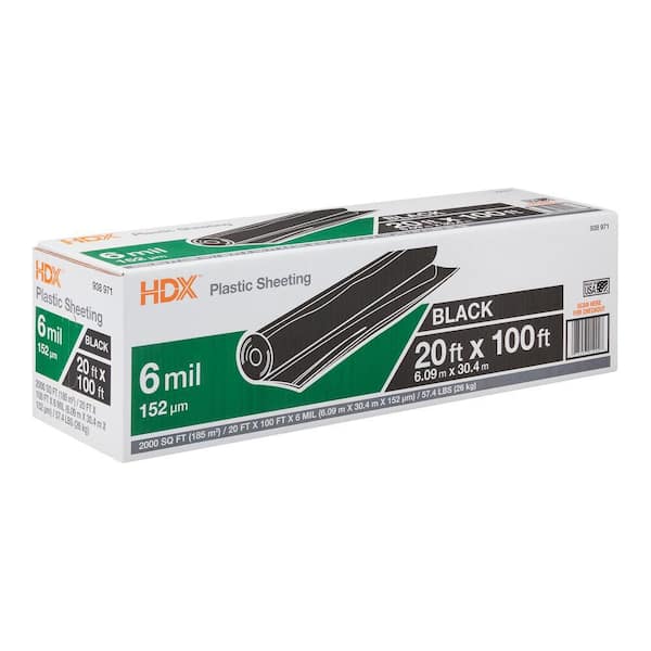 20 ft. x 100 ft. Black 6 mil Plastic Sheeting