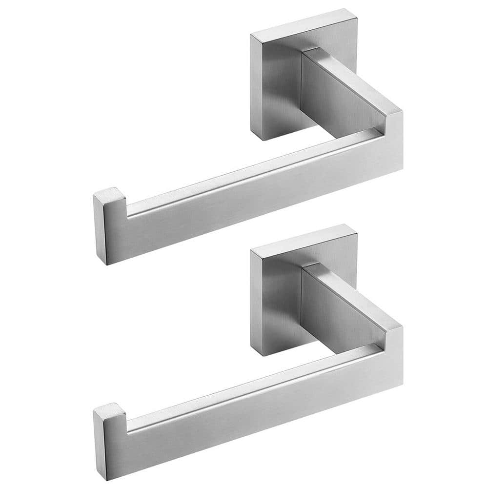 Wall Mounted Single Post Square Stainless Steel Toilet Paper Holder in Brus