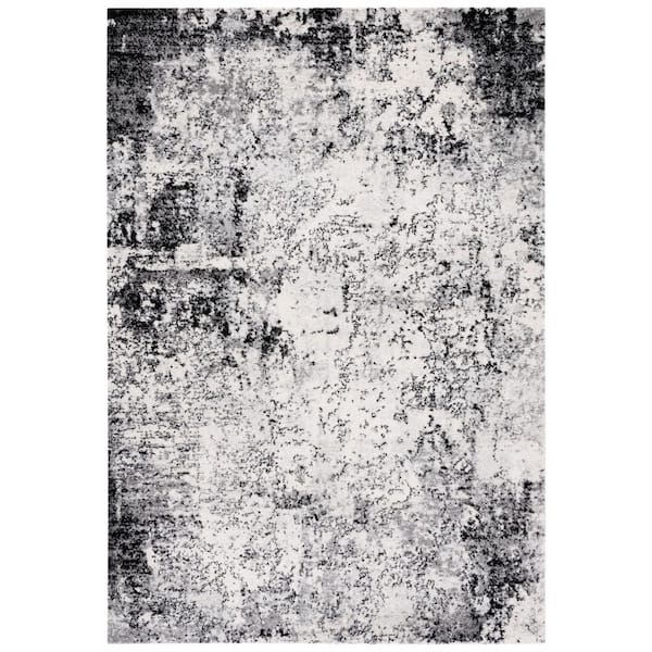 Tulum 8 ft. x 10 ft. Ivory/Black Distressed Contemporary Area Rug