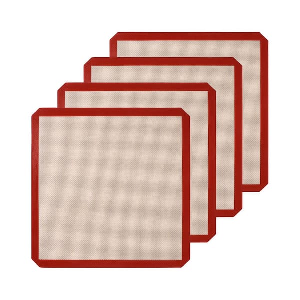 4 Pack Silicone Baking Mat Food Grade Non-Stick Glass Fiber Reusable Baking Sheet Liner for Oven Air Fryer