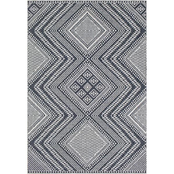 Sicuro Medium Gray 6 ft. 7 in. x 9 ft. Moroccan Indoor/Outdoor Area Rug