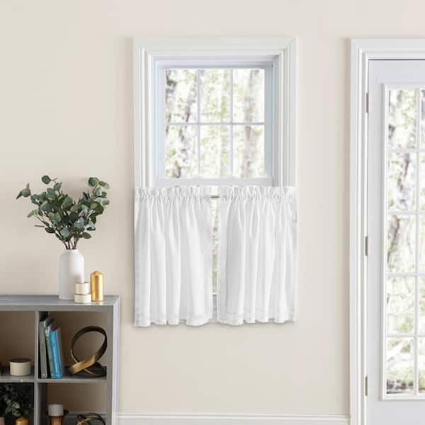 Ellis Curtain Brush Fringe White Polyester 80 in. W x 24 in. L Rod Pocket Tailored Tier