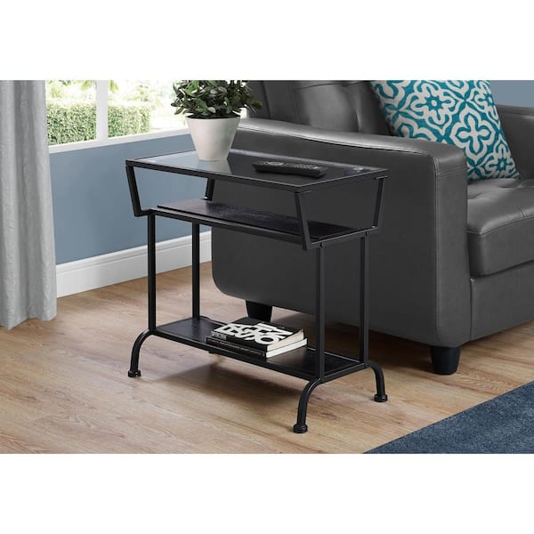 Unbranded Espresso End Table with Black Frame