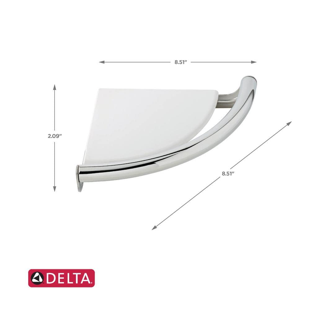 Delta Polished Chrome 8.5" Corner Shelf with Integrated Assist Bar