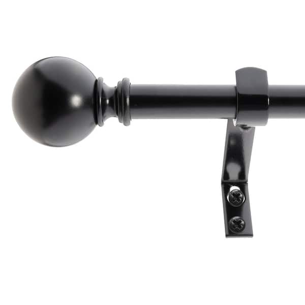 Decopolitan Classic Ball 26 in. - 48 in. Adjustable Curtain Rod 5/8 in. in Black Oil with Finial