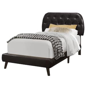 Brown Leather-Look Twin Size Bed
