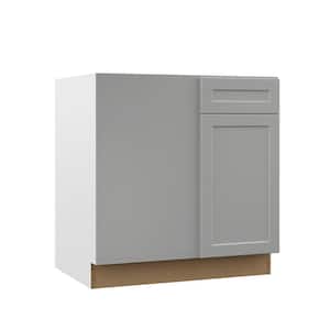 Designer Series Melvern Assembled 33x34.5x23.75 in. Corner Base Kitchen Cabinet in Heron Gray