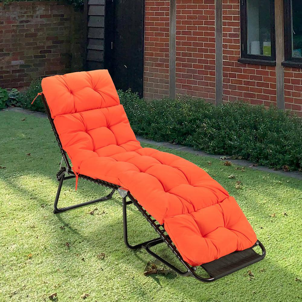 73'' Bright Orange Cotton and Polyester Chaise Lounge Cushion