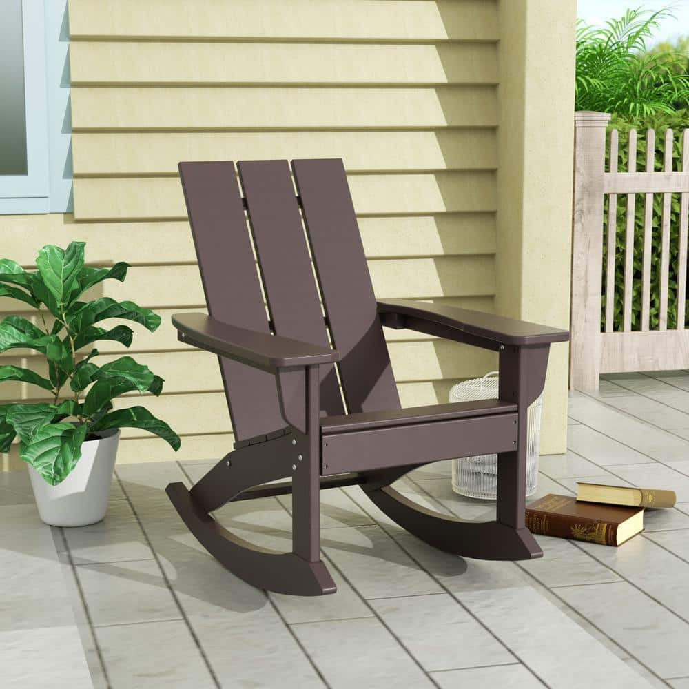 Shoreside Dark Brown Plastic Modern Adirondack Outdoor Rocking Chair -  WESTIN OUTDOOR, OP5002-DB