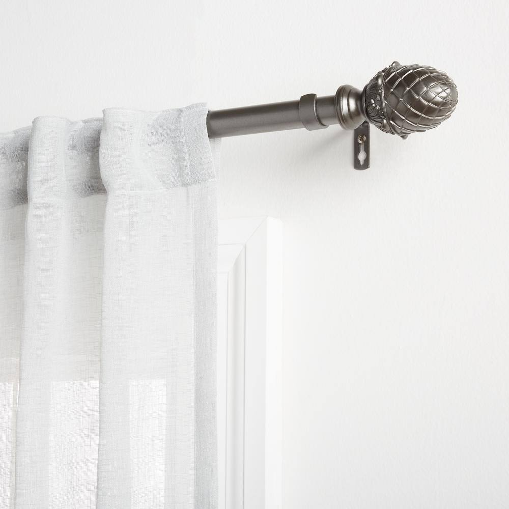Gunmetal Adjustable Iron Curtain Rod with Acorn Finials