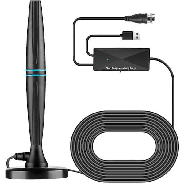 320 Mile Reception Amplified UHF, VHF, 4K 1080p HD Digital Indoor/Outdoor TV Antenna with Signal Booster Magnetic Base