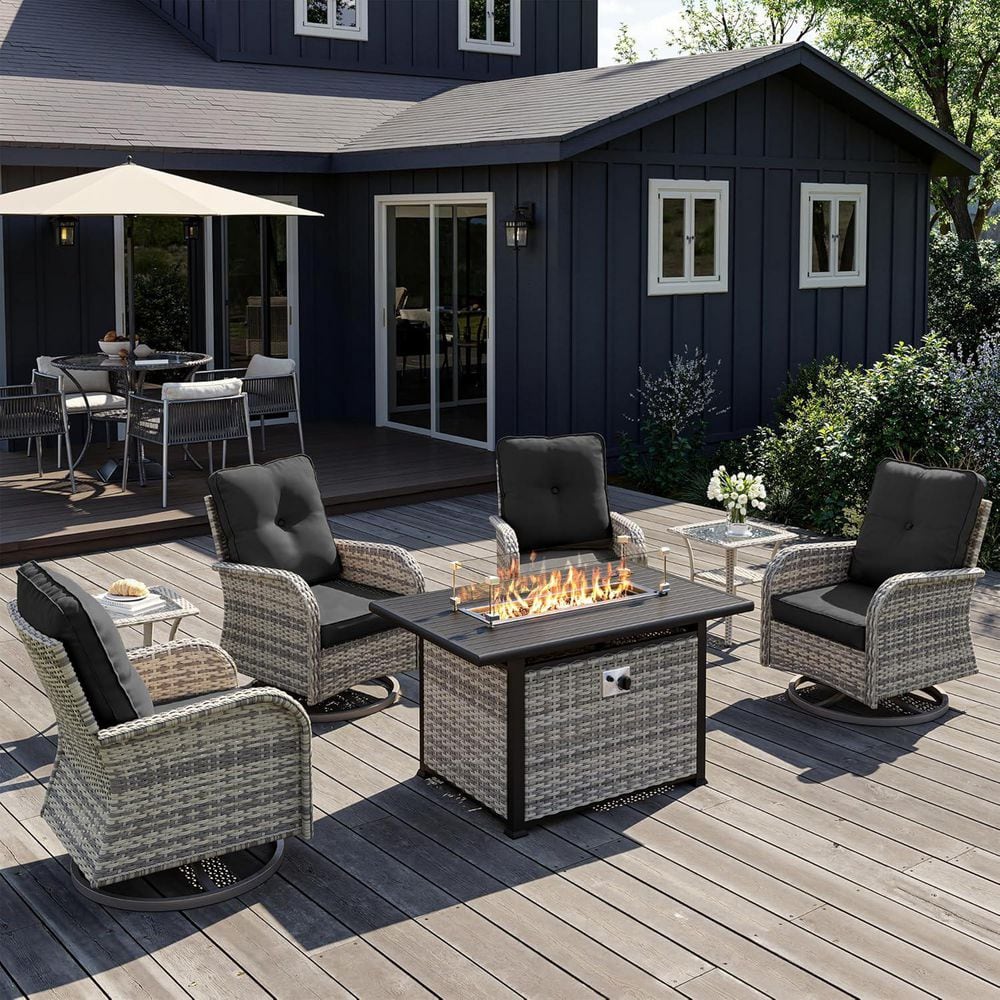 Ardena Gray Wicker 7-Piece Wicker Patio Conversation Set with Polyester Dark Gray Cushions price history on PriceWatchPro
