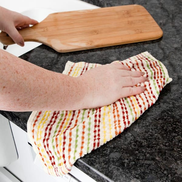 Ritz Neutral Multicolor Pebble Cotton Terry Bar Mop Kitchen Towel Set of 4