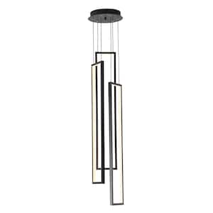 Modern 3-Light 60-Watt Integrated LED Dimmable Black Chandelier Hanging Light