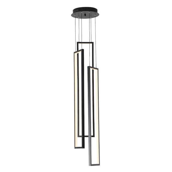 UMEILUCE Modern 3-Light 60-Watt Integrated LED Dimmable Black Chandelier Hanging Light