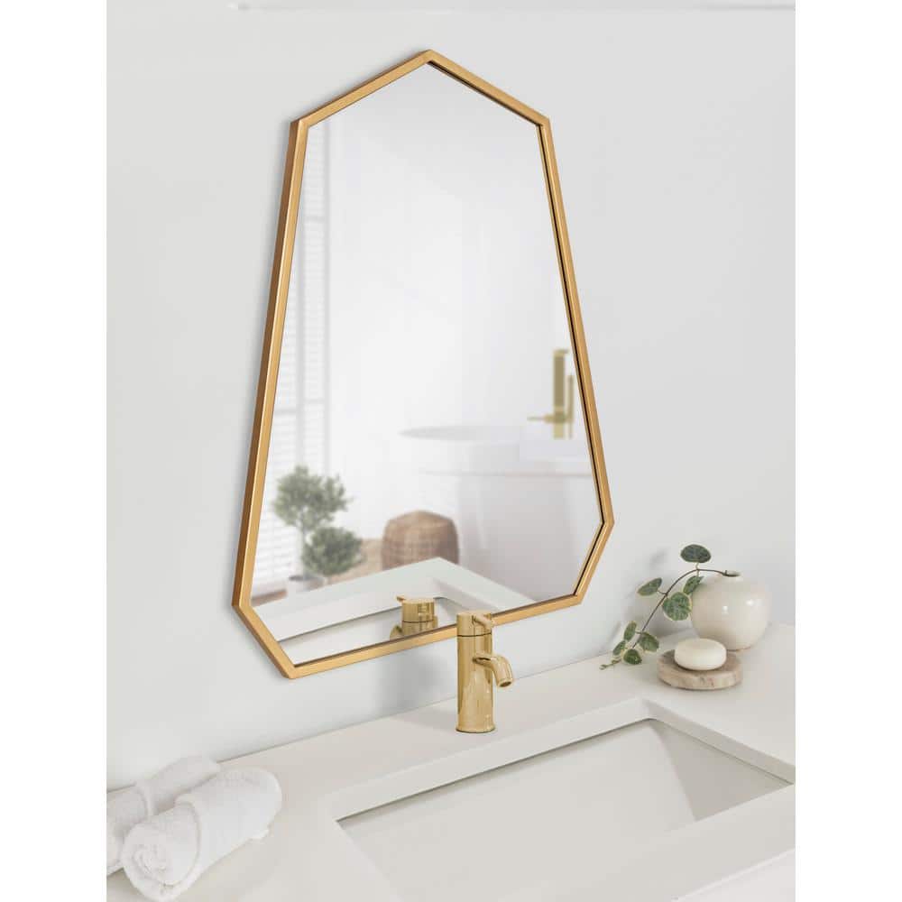 Hammell 23" x 30" Gold Geometric Heptagon Wall Mirror