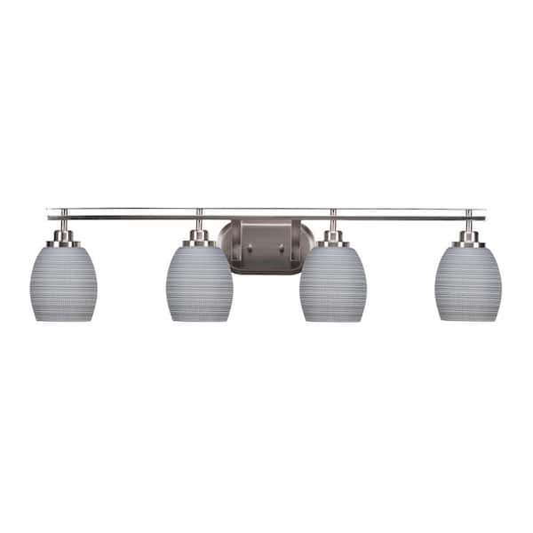Unbranded Monroe 38 in. 4-Light Brushed Nickel Vanity Light with 5 in. Gray Matrix Glass Shade no Bulbs Included
