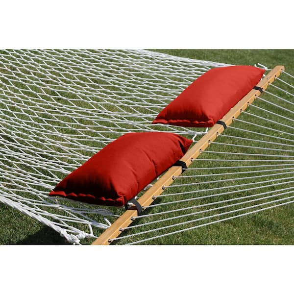 Polyester Cherry Red Solid Lumbar Outdoor Throw Pillow