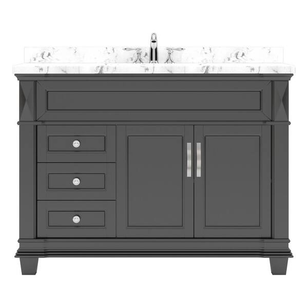Virtu USA Victoria 48 in. W x 22 in. D x 36 in. H Single Sink Bath Vanity in Espresso with Quartz Top