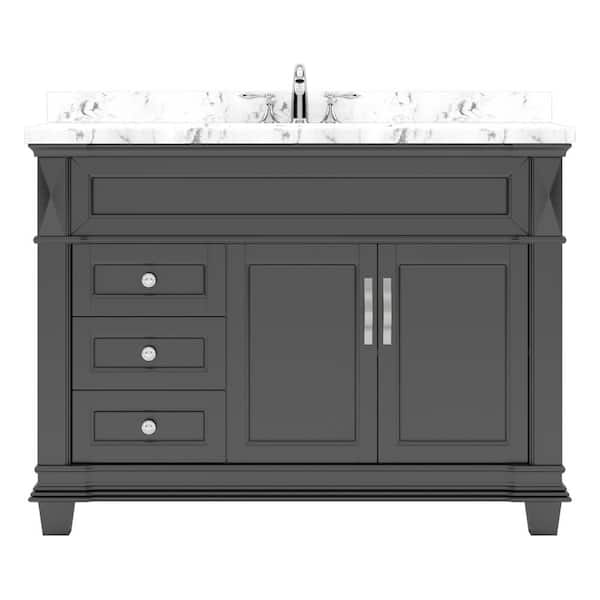 Virtu USA Victoria 48 in. W x 22 in. D x 36 in. H Single Sink Bath Vanity in Espresso with Quartz Top